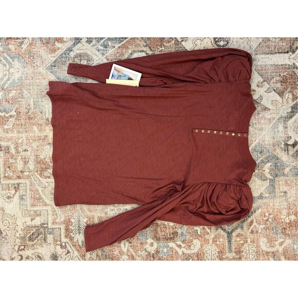 Nation LTD NWT Romy Modest Tee in Red Clay Blouse, Sz Medium - Picture 10 of 12
